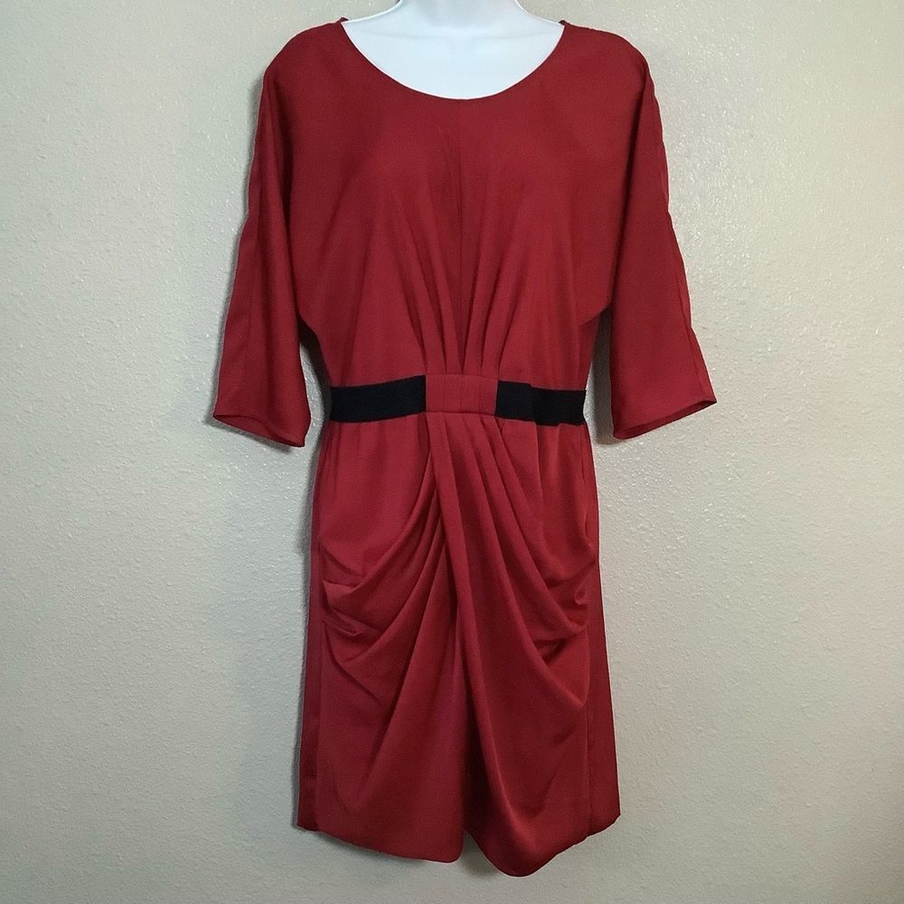 Red Christmas Party Holiday Mrs. Claus Santa Dress M/L Preppy Old Money Retro
